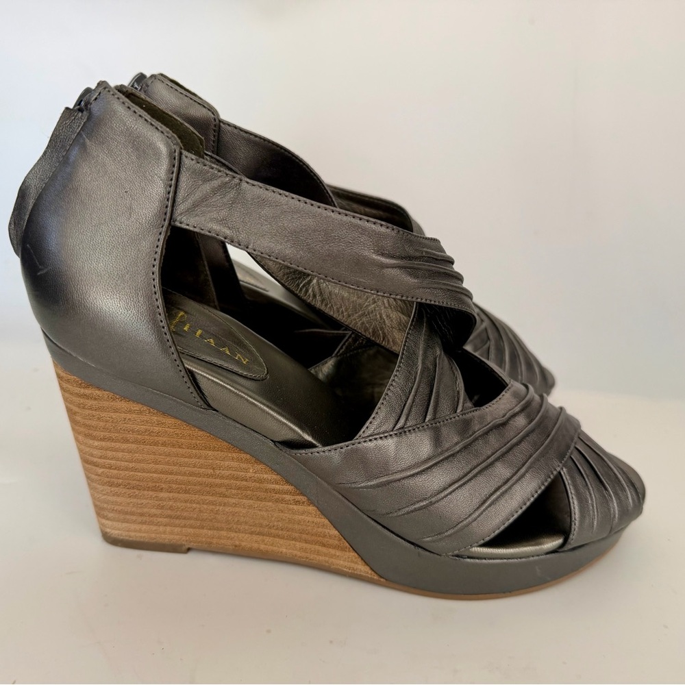 Cole Haan Crystal Wedges Women’s Shoes Size 9.5 Silver Open Toe Platform 3” Heel
